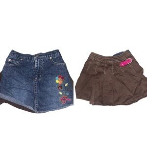 Vintage Y2K Mary Kate and Ashley Denim and Corduroy Pleated Skirt 4t